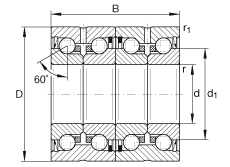 推力角接觸球軸承 ZKLN4075-2RS-2AP, 配對(duì)，雙向，兩側(cè)唇密封