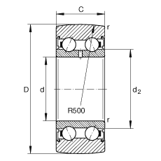 滾輪 LR50/8-2RSR, 雙向，兩側(cè)密封