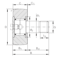 螺栓型滾輪 KR19, 軸向引導(dǎo)，兩側(cè)間隙密封