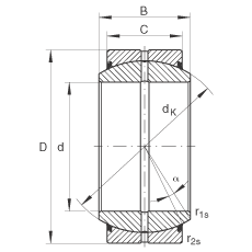 關(guān)節(jié)軸承 GE90-DO-2RS, 根據(jù) DIN ISO 12 240-1 標(biāo)準(zhǔn), 需維護，兩側(cè)唇密封