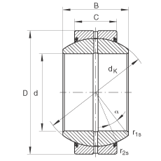 關(guān)節(jié)軸承 GE220-FO-2RS, 根據(jù) DIN ISO 12 240-1 標準, 需維護，兩側(cè)唇密封