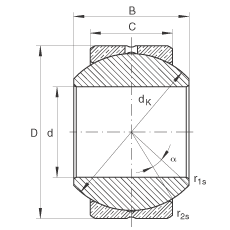 關(guān)節(jié)軸承 GE10-PB, 根據(jù) DIN ISO 12 240-1 標(biāo)準(zhǔn)，尺寸系列 K，需維護(hù)