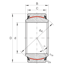 關(guān)節(jié)軸承 GE40-UK-2RS, 根據(jù) DIN ISO 12 240-1 標(biāo)準(zhǔn), 免維護(hù)，兩側(cè)唇密封