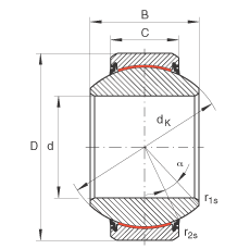 關(guān)節(jié)軸承 GE60-FW-2RS, 根據(jù) DIN ISO 12 240-1 標準, 免維護，兩側(cè)唇密封
