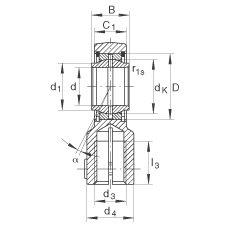 液壓桿端軸承 GIHNRK20-LO, 根據(jù) DIN ISO 12 240-4 標(biāo)準(zhǔn)，帶右旋螺紋夾緊裝置，需維護(hù)