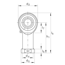桿端軸承 GIKL25-PB, 根據(jù) DIN ISO 12 240-4 標(biāo)準(zhǔn)，帶左旋內(nèi)螺紋，需維護(hù)
