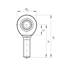 桿端軸承 GAL45-UK-2RS, 根據(jù) DIN ISO 12 240-4 標(biāo)準(zhǔn)，帶左旋外螺紋，免維護(hù)，兩側(cè)唇密封
