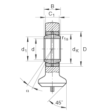 液壓桿端軸承 GK60-DO, 根據(jù) DIN ISO 12 240 標(biāo)準(zhǔn)，帶焊接面，需維護(hù)