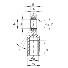 桿端軸承 GIL80-UK-2RS, 根據(jù) DIN ISO 12 240-4 標(biāo)準(zhǔn)，帶左旋內(nèi)螺紋，免維護(hù)，兩側(cè)唇密封