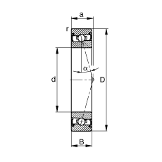 主軸軸承 HSS71903-C-T-P4S, 調(diào)節(jié)，成對安裝，接觸角 α = 15°，兩側(cè)唇密封，非接觸，加嚴公差