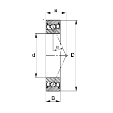 主軸軸承 HSS71909-E-T-P4S, 調(diào)節(jié)，成對安裝，接觸角 α = 25°，兩側(cè)唇密封，非接觸，限制公差
