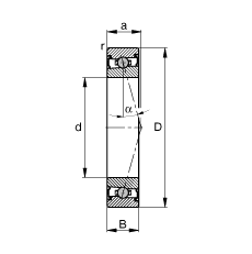 主軸軸承 HCS71906-C-T-P4S, 調節(jié)，成對安裝，接觸角 α = 15°，兩側唇密封，非接觸，限制公差