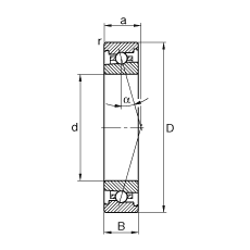 主軸軸承 HS71909-C-T-P4S, 調(diào)節(jié)，成對安裝，接觸角 α = 15°，限制公差