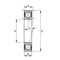 主軸軸承 B71920-C-2RSD-T-P4S, 調(diào)節(jié)，成對安裝，接觸角 α = 15°，兩側(cè)唇密封，非接觸，加嚴公差