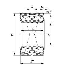 圓錐滾子軸承 32238-A-N11CA, 根據(jù) DIN ISO 355 / DIN 720 標(biāo)準(zhǔn)的主要尺寸，可分離，X型成對(duì)布置，有軸向內(nèi)部游隙